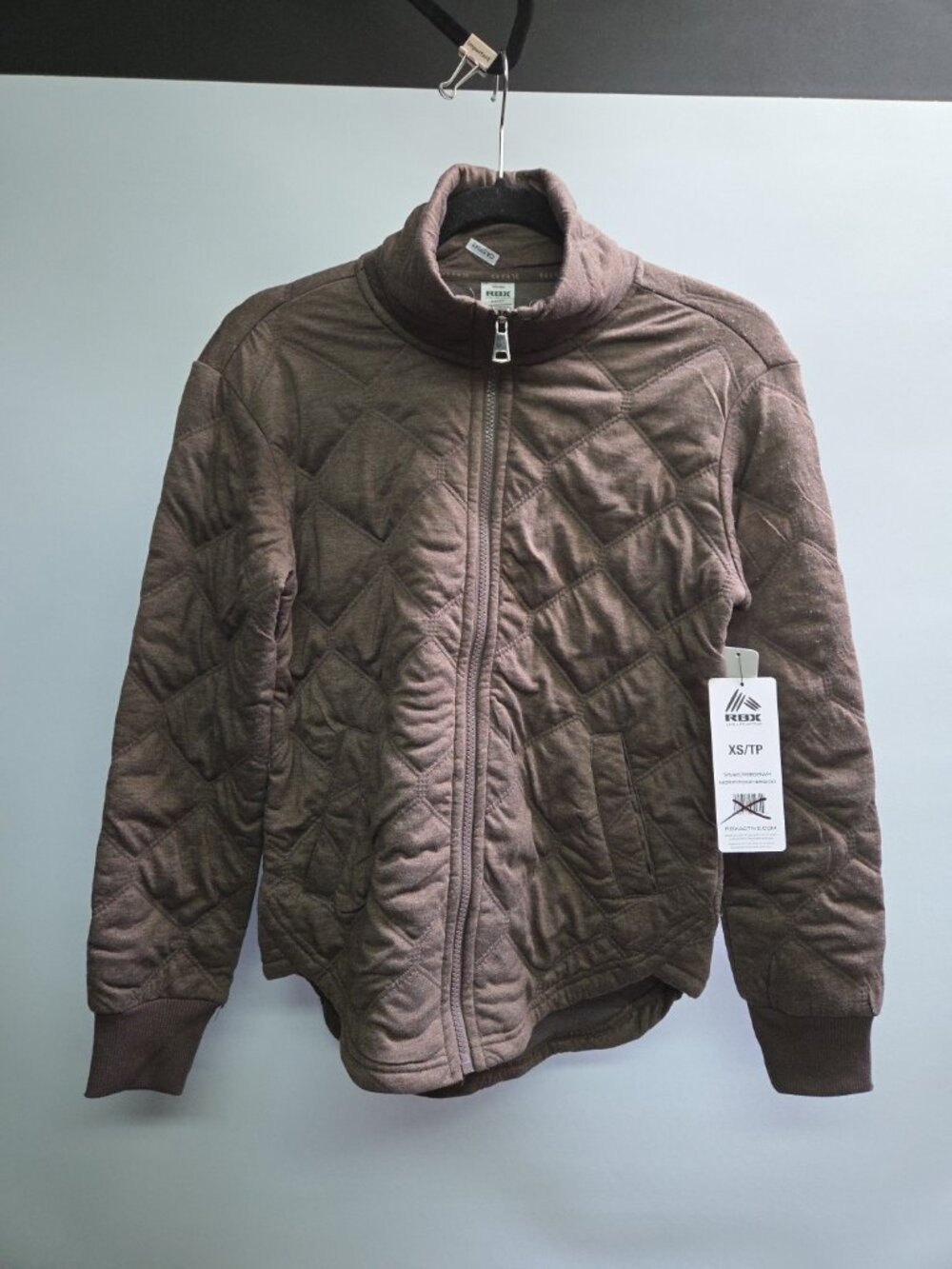 RBX Active Women’s Quilted Mock Neck Full Zip Jacket Brown Size XS Brand New NWT
